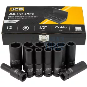 JCB hosszú dugókulcs készlet 1/2" 12 részes 10-24mm